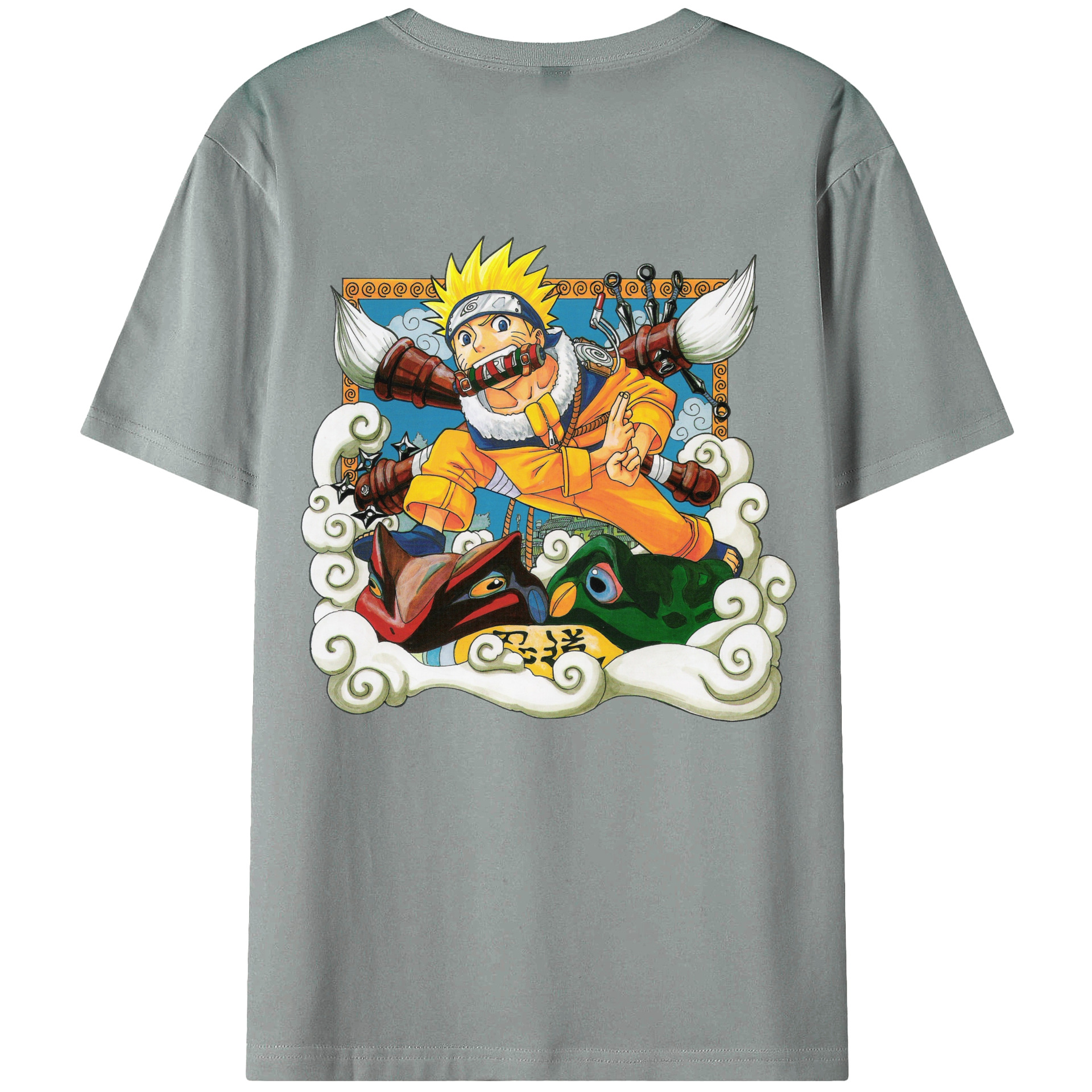 （画像用） NARUTO -ナルト- うずまき ナルト Uzumaki Naruto 綿100％ メンズ半袖Tシャツ（バックプリント） 通気性